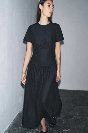 Zara Джинсовое платье миди — ZW COLLECTION