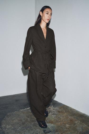 Zara Брюки в елочку с защипами — ZW COLLECTION