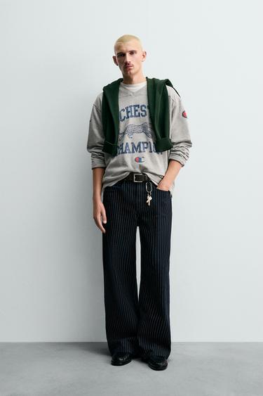 Zara Джинсы BAGGY FIT в полоску CHAMPION ® X ZARA
