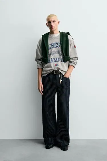 Джинсы BAGGY FIT в полоску CHAMPION ® X ZARA