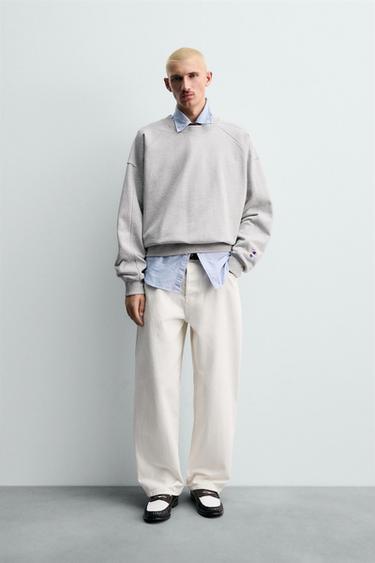 Zara Толстовка CREWNECK с нашивками CHAMPION ® X ZARA