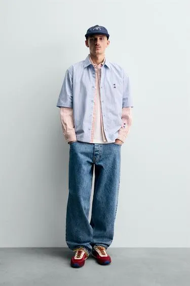 Рубашка в полоску с нашивками CHAMPION ® X ZARA