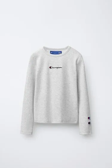 Топ в рубчик с надписью CHAMPION ® X ZARA
