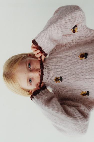 Zara Трикотажный джемпер с вышивкой «подсолнухи»