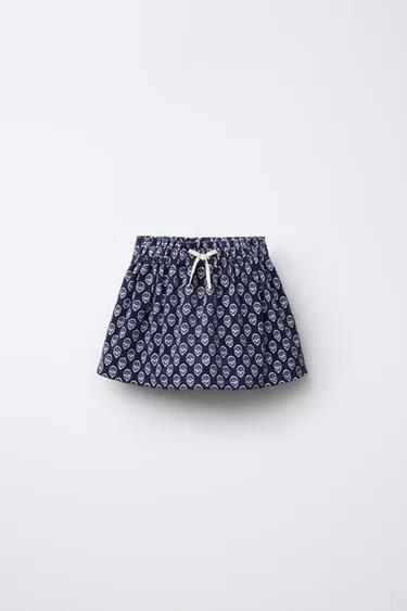 Юбка-шорты из вельвета с цветами