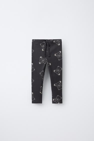 Zara Легинсы в рубчик с принтом