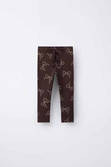 Zara Легинсы в рубчик с принтом
