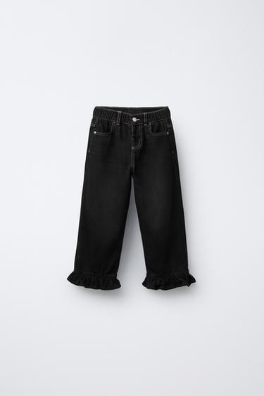 Zara Джинсы-кюлоты с оборочным низом