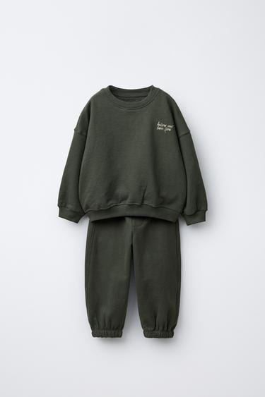 Zara Комплект для бега, толстовка и брюки с вышитой надписью купить с доставкой.
