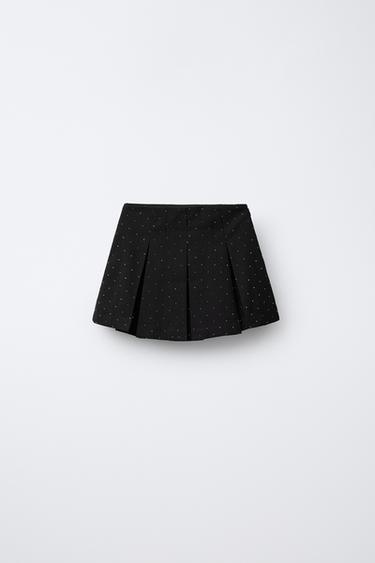 Zara Юбка-шорты со складками и стразами купить с доставкой.
