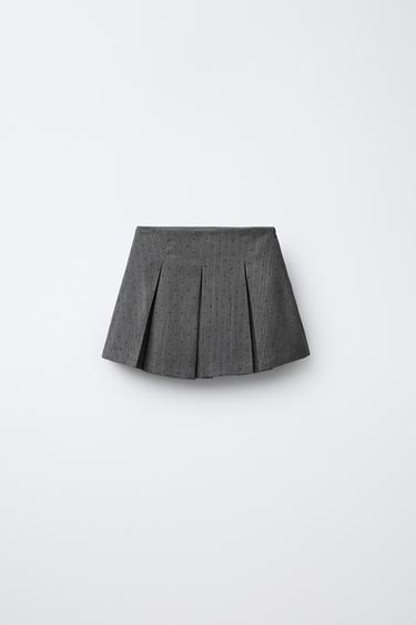 Zara Юбка-шорты со складками и стразами купить с доставкой.