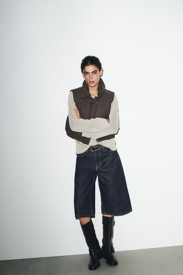 Zara Прорезиненный стеганый жилет