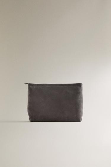 Zara Большая кожаная сумка для косметики со сплитерным покрытием