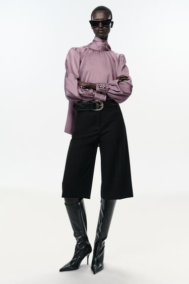 Zara Атласная рубашка с бантом