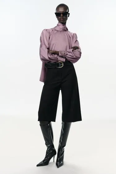 Атласная рубашка с бантом- Заказать в России