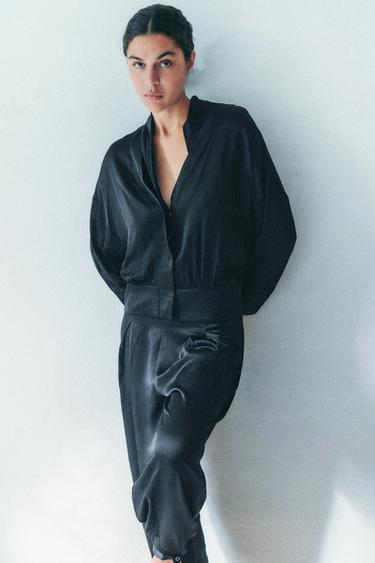 Zara Атласная рубашка-блейзер свободного кроя купить с доставкой.