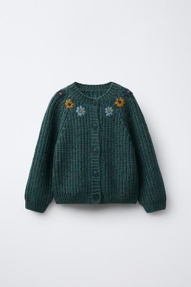 Zara Кардиган с вышитыми цветами на пуговицах
