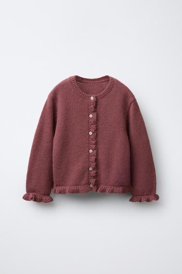 Zara Вязаный кардиган с воланами и шерстью