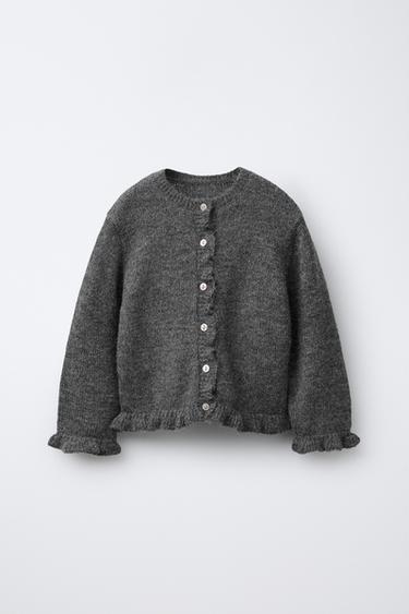 Zara Вязаный кардиган с воланами и шерстью