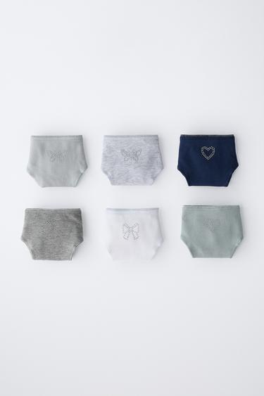 Zara 6–14 лет/ набор из шести трусов со стразами разной формы купить с доставкой.