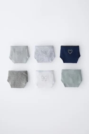 6–14 лет/ набор из шести трусов со стразами разной формы- Заказать в России