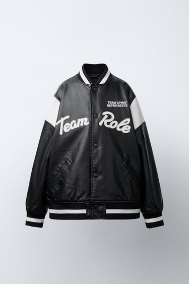 Zara Бомбер из искусственной кожи с вышивкой купить с доставкой.