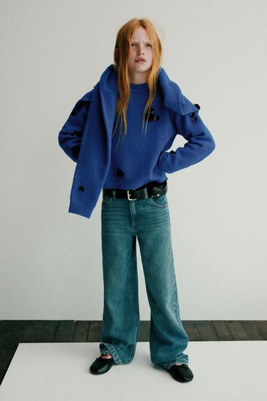 Zara Джемпер вязаный цветы и пайетки