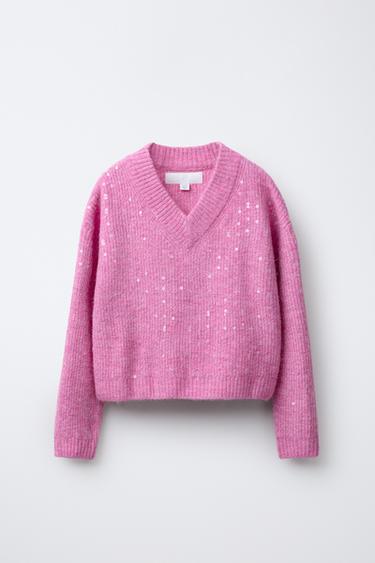 Zara Вязаный свитер с пайетками