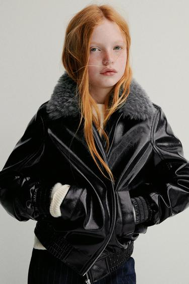 Zara Бомбер с воротником с искусственным мехом