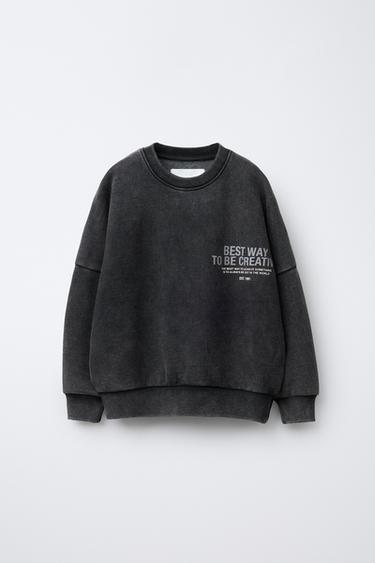 Zara Толстовка с эффектом потертости и надписью