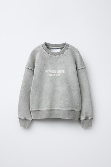 Zara Толстовка с надписью и эффектом потертости