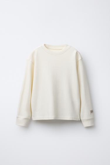 Zara Лонгслив из ткани оттоман с нашивкой купить с доставкой.