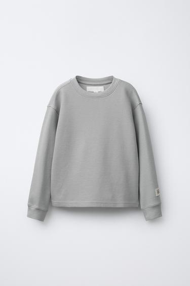 Zara Лонгслив из ткани оттоман с нашивкой