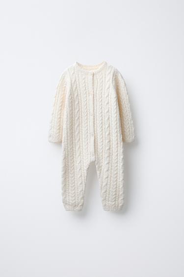 Zara Вязаный комбинезон с узором «косы»