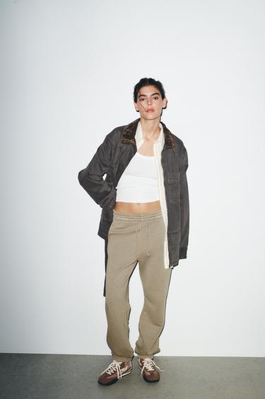 Zara Джоггеры из мягкой ткани с эффектом потертости купить с доставкой.