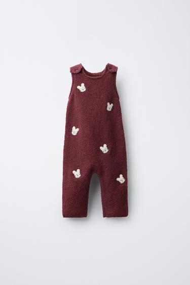 Zara Трикотажный комбинезон с вышитыми кроликами