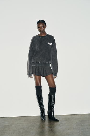 Zara Мини-юбка в полоску с оборами