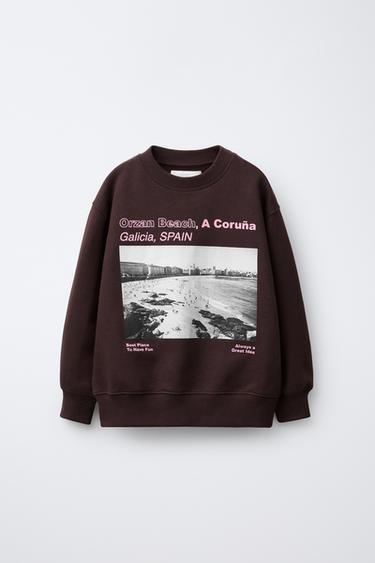 Zara Толстовка с принтом а-корунья