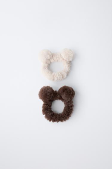 Zara Набор из двух резинок для волос «ушки» с эффектом меха