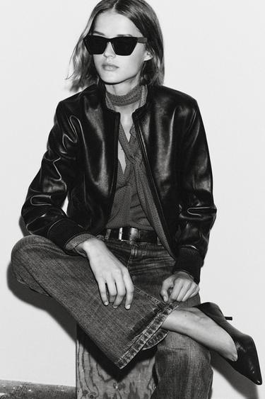 Zara Кожаные туфли на среднем тонком каблуке