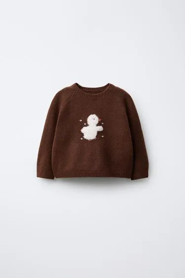 Вязаный свитер с вышивкой в виде утенка
