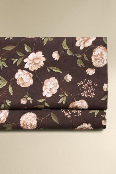 Zara Постельное простынное полотно с цветочным принтом