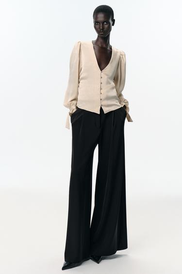 Zara Приталенная блузка из жатой ткани