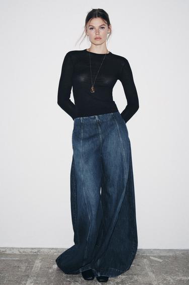Zara Джинсы BALLOON с высокой посадкой — ZW COLLECTION купить с доставкой.