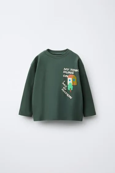 Футболка с рельефным принтом «пейзаж»