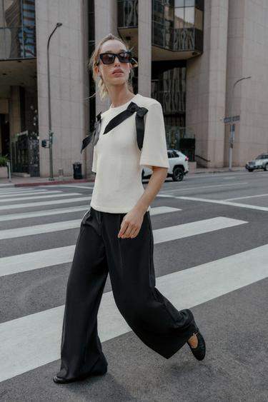 Zara Топ из мягкой ткани с бантами