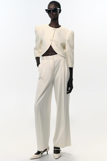 Zara Укороченный блейзер с объемными рукавами