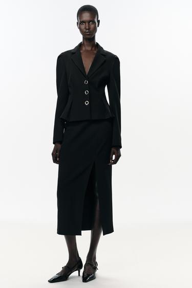 Zara Блейзер с баской и объемными рукавами