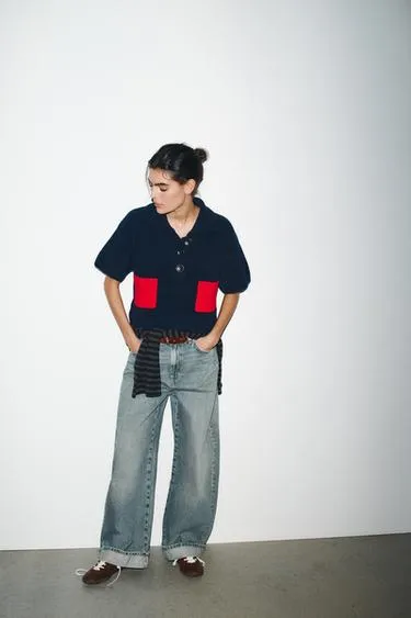 Джемпер из трикотажа с короткими рукавами- Заказать в России