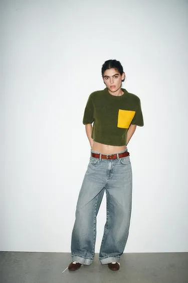 Трикотажный джемпер с коротким рукавом- Заказать в России